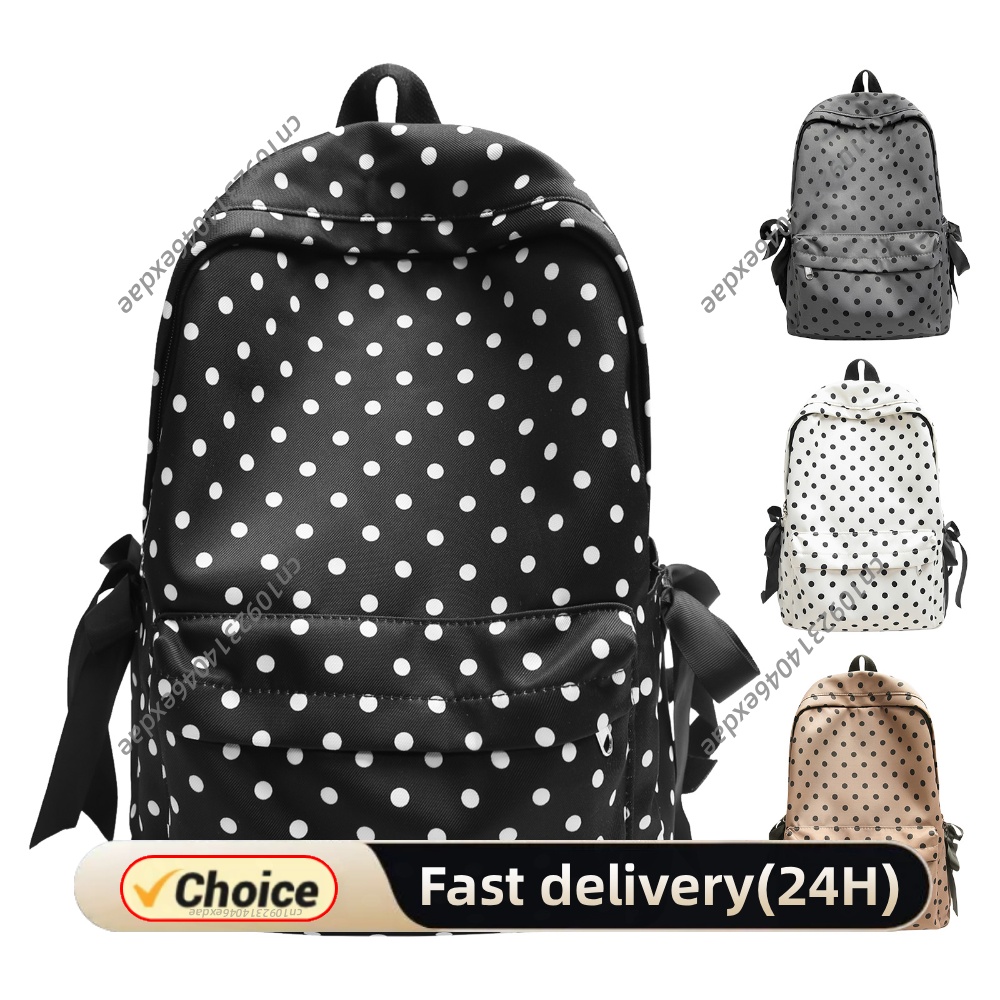 Women Bags College - Cute Polka Dot Travel Daypack Kawaii