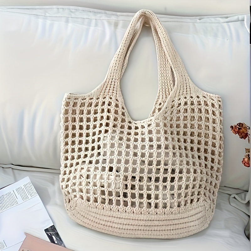 1pc Crochet Mesh Tote Bag, Bre - Crochet Market Bag ulasan dan harga