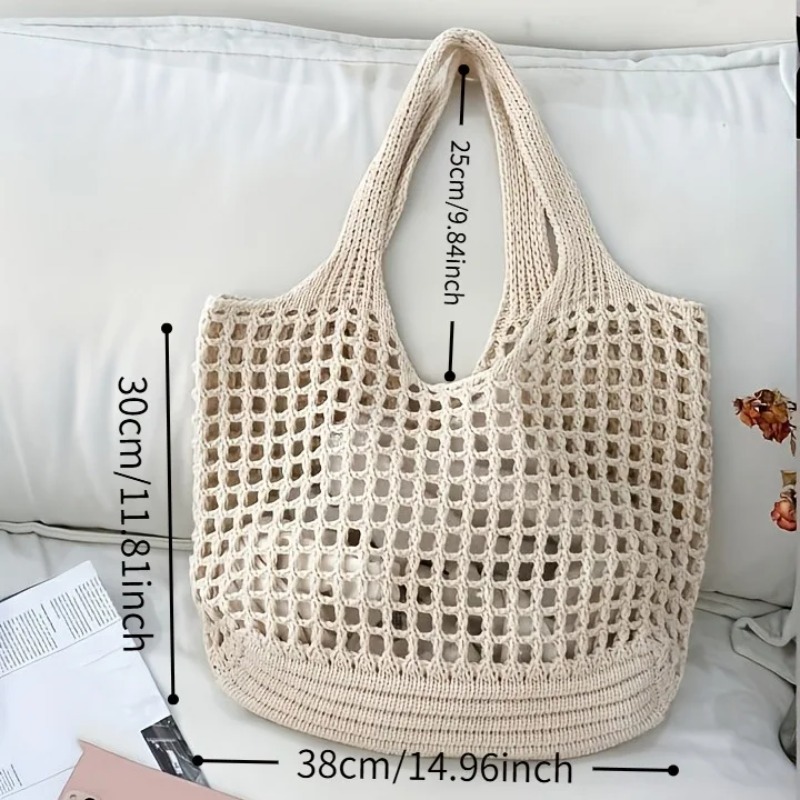 1pc Crochet Mesh Tote Bag, Bre - Crochet Market Bag ulasan dan harga