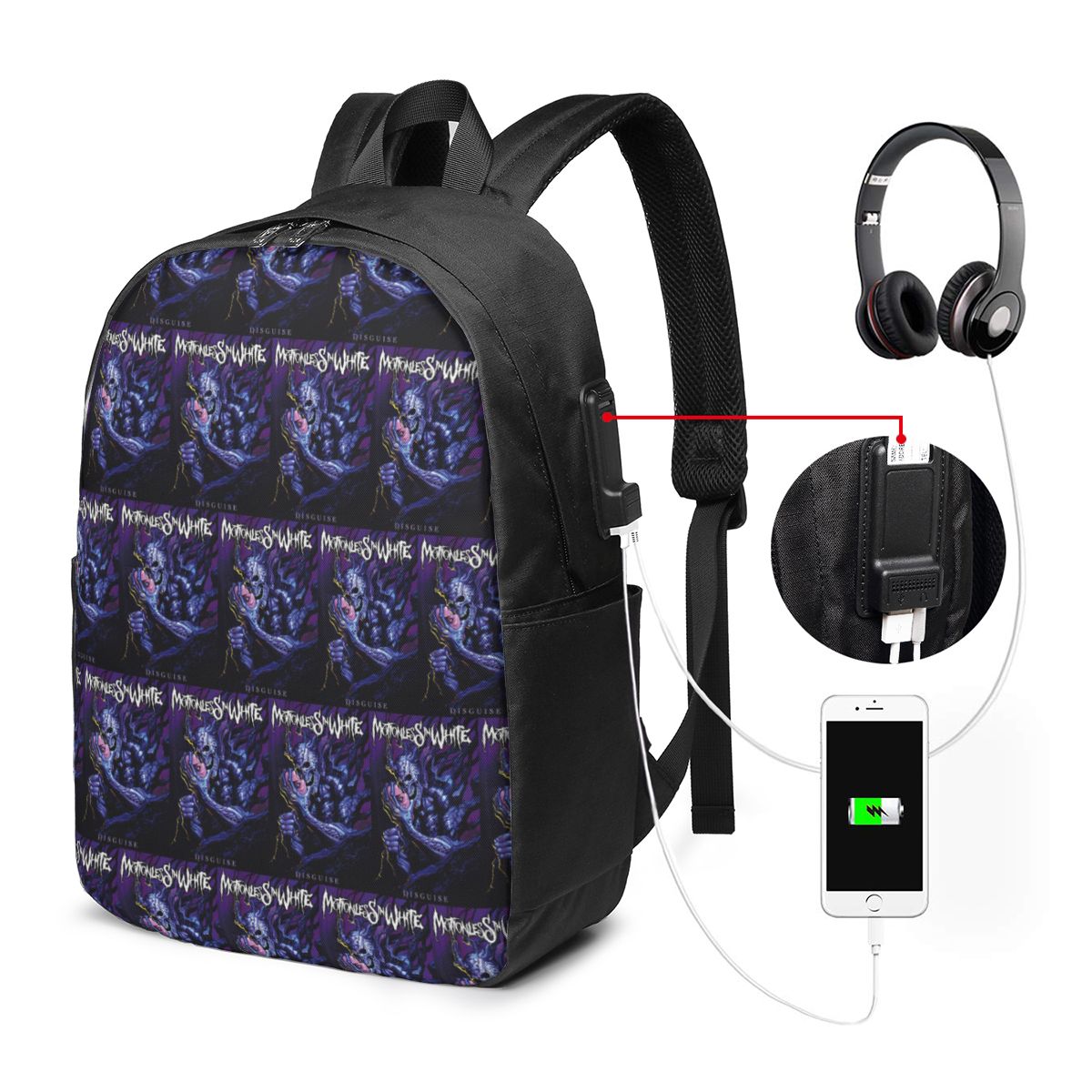 Motionless In White Backpack T - Women Bags White ulasan dan harga