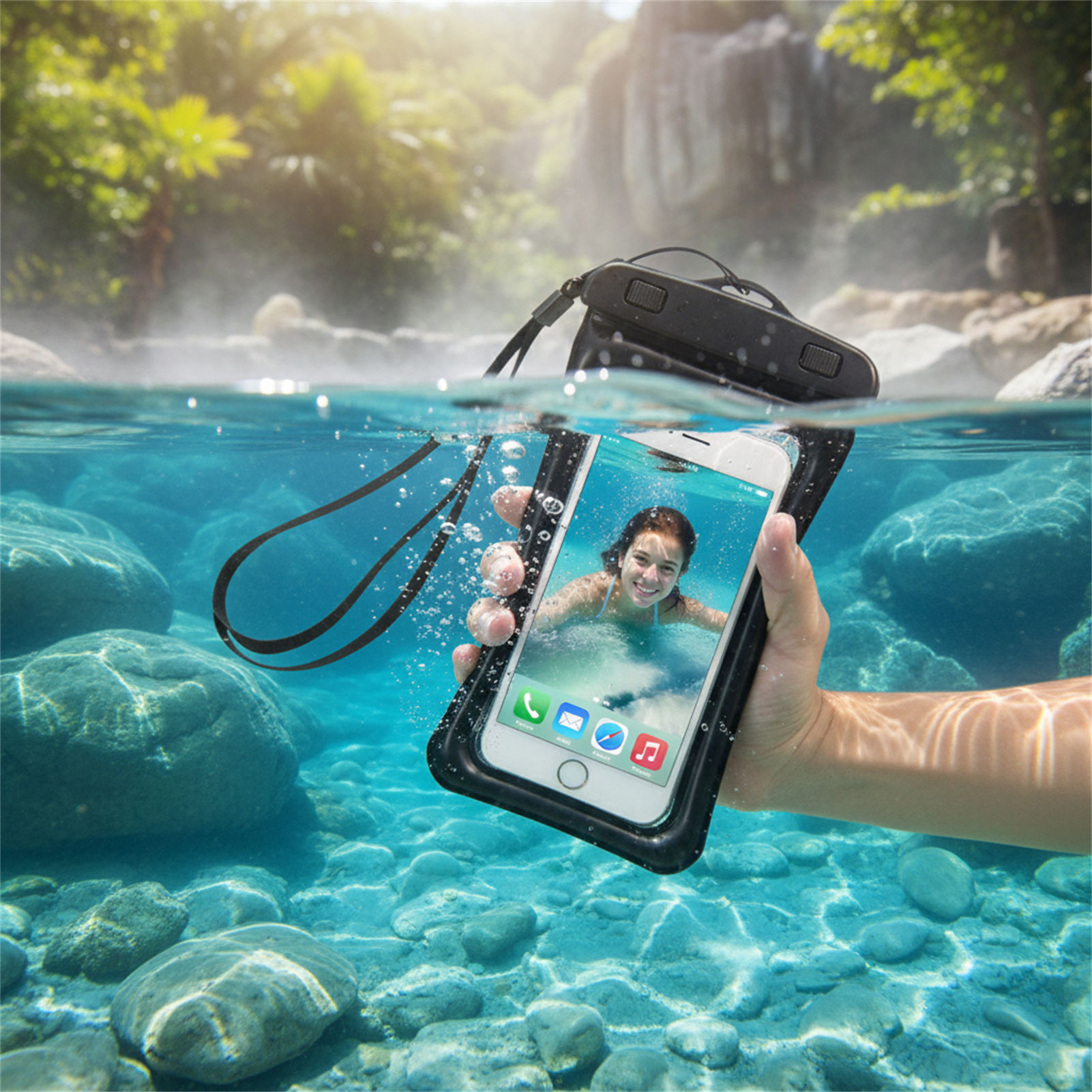 Blue Black Waterproof Phone Ba - Women Bags Waterproof ulasan dan harga