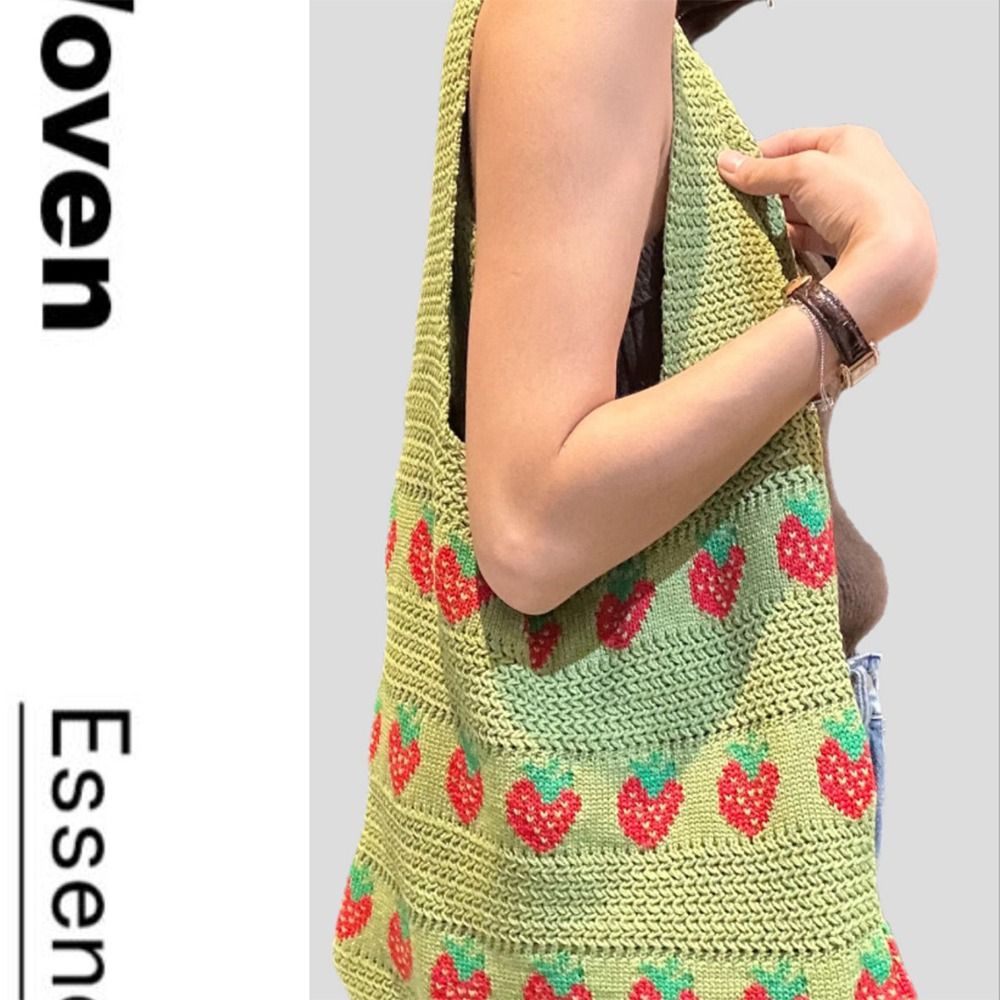 Knitted Design Women Handbag L - Crochet Market Bag ulasan dan harga