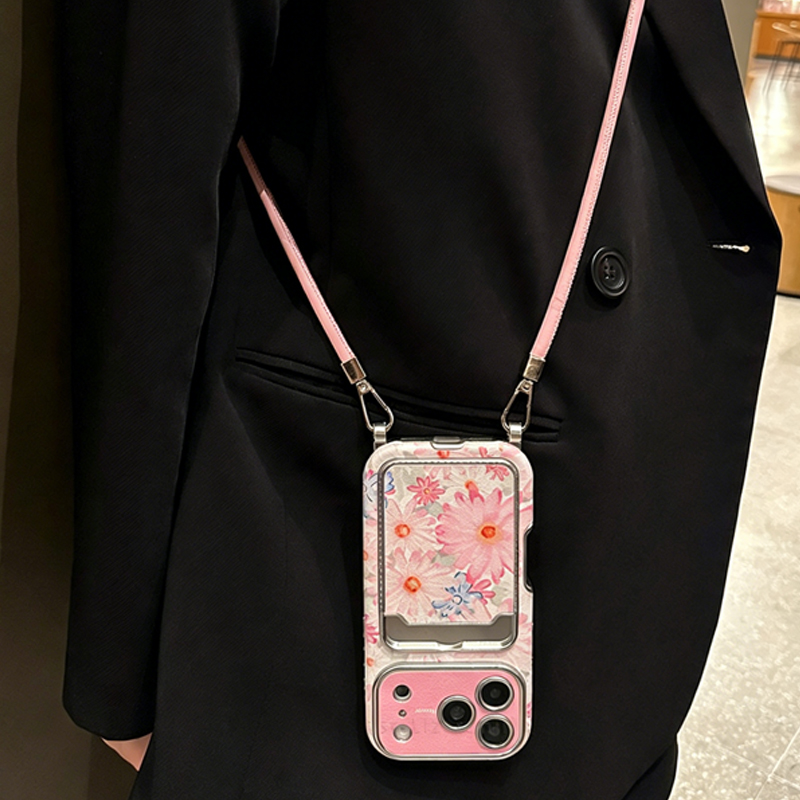 Pink Floral Faux Leather Textu - Phone Bag Crossbody ulasan dan harga