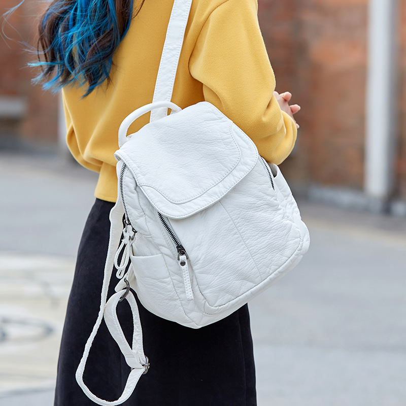 Women's Backpack White Washed  - Women Bags White ulasan dan harga