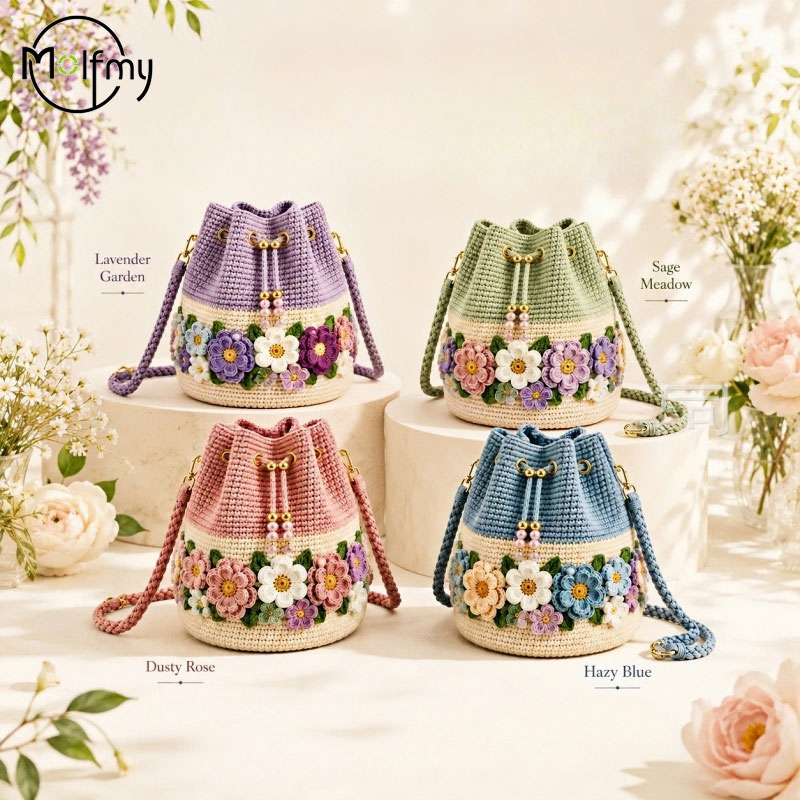 Handmade Crochet Bucket Bag Fl - Crochet Market Bag ulasan dan harga