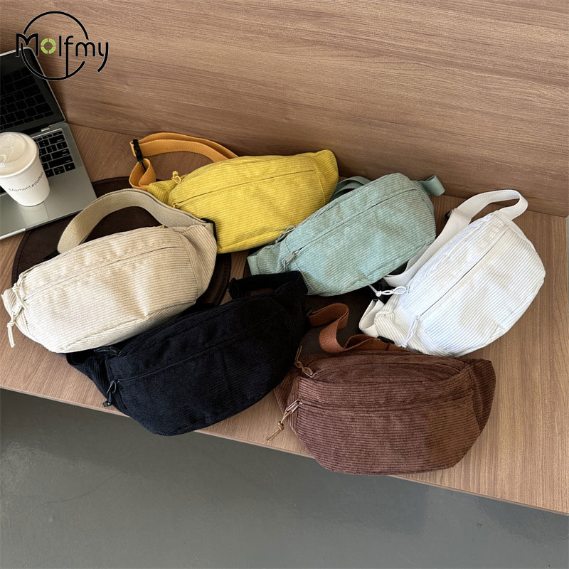 Women Waist Bag Corduroy Stude - Women'S Bum Bags ulasan dan harga