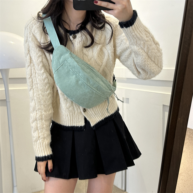 Women Waist Bag Corduroy Stude - Women'S Bum Bags ulasan dan harga