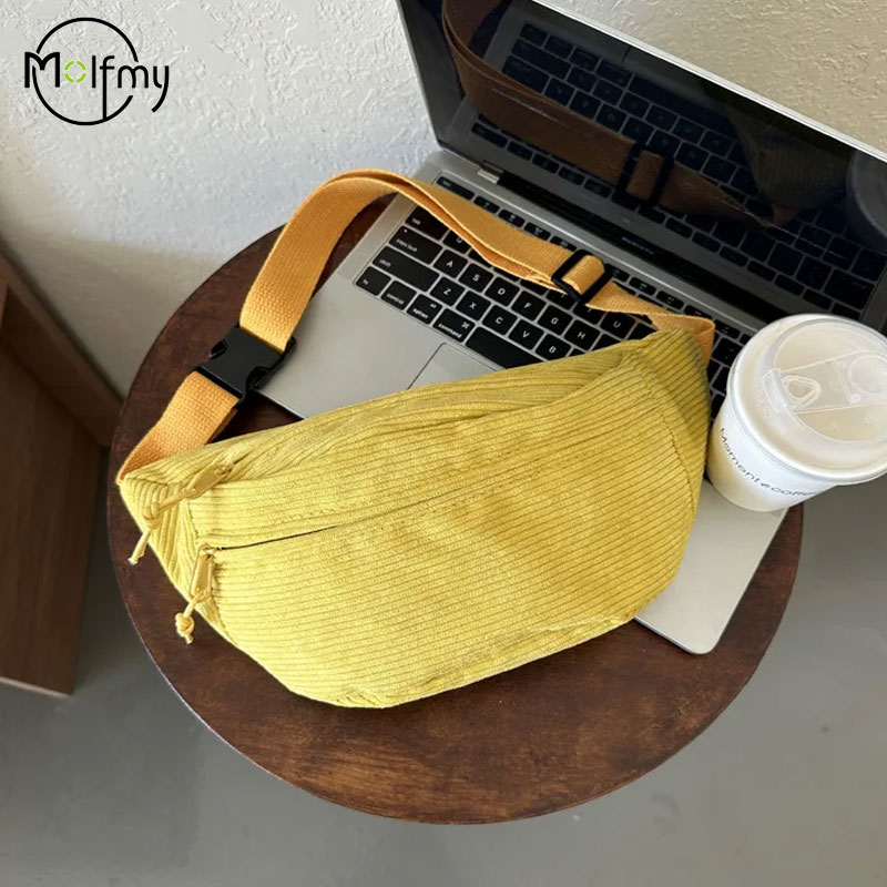 Women Waist Bag Corduroy Stude - Women'S Bum Bags ulasan dan harga