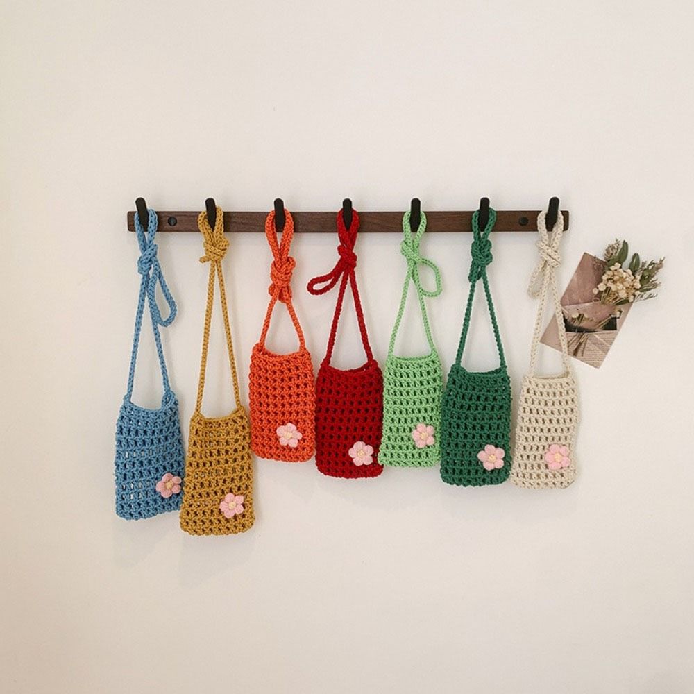 Sweet Flower Weaving Crossbody - Crochet Market Bag ulasan dan harga