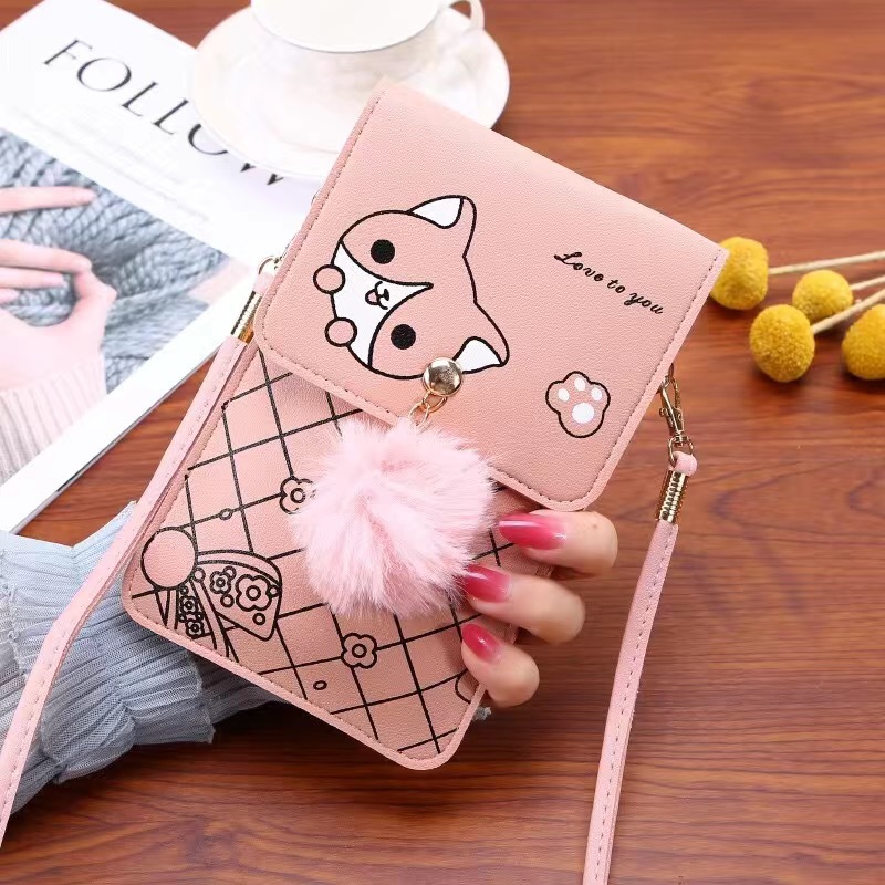 Cute Cartoon Pattern Touch-Scr - Phone Bag Crossbody ulasan dan harga
