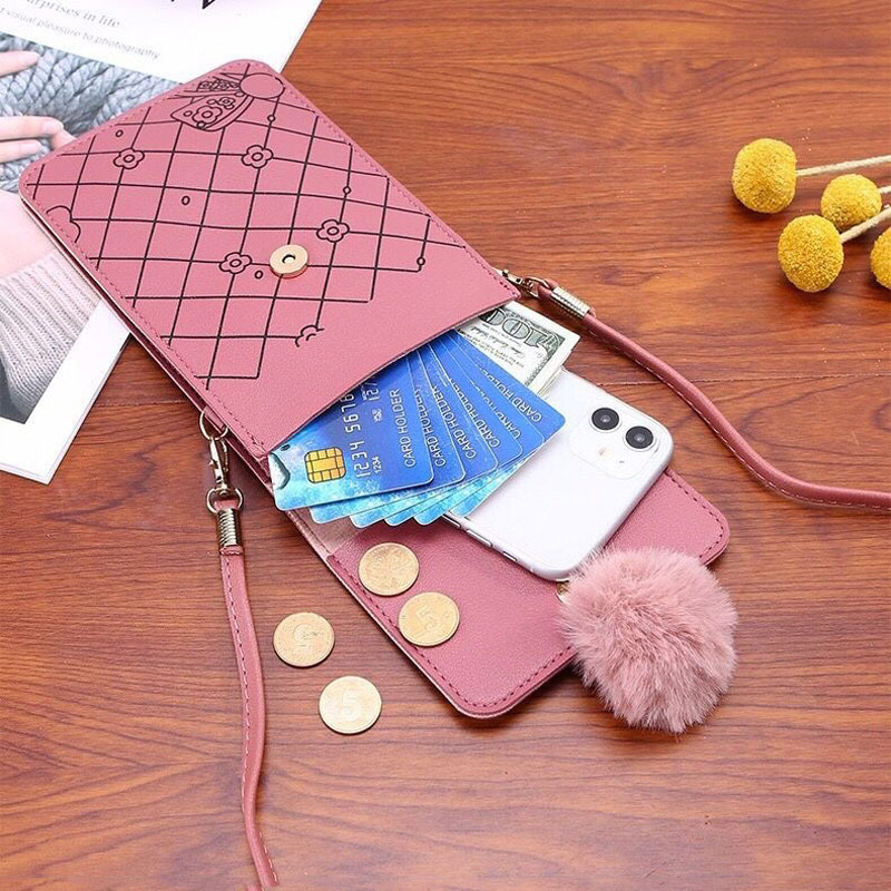 Cute Cartoon Pattern Touch-Scr - Phone Bag Crossbody ulasan dan harga