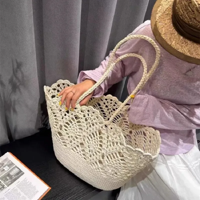Vintage Flowers Handmade Knitt - Crochet Market Bag ulasan dan harga