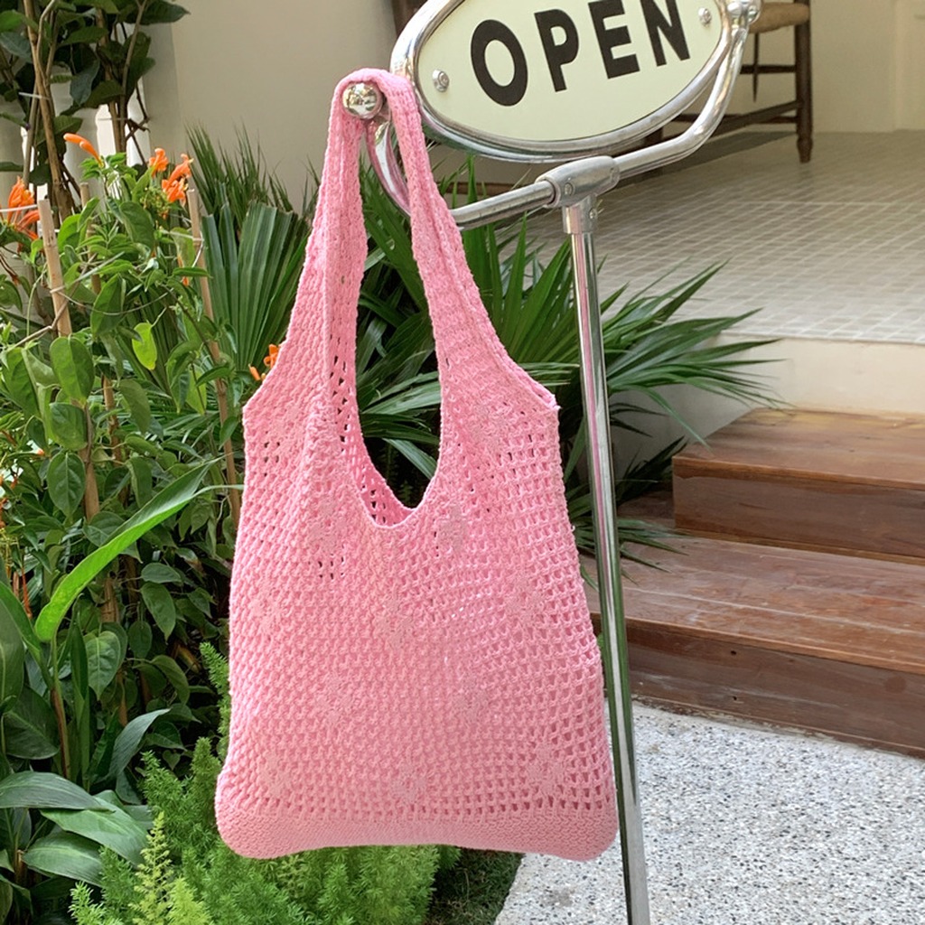 Crochet Bag Handmade Hollow Ou - Crochet Market Bag ulasan dan harga